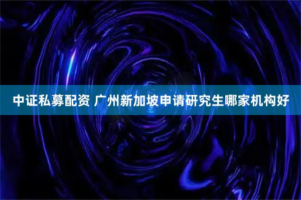 中证私募配资 广州新加坡申请研究生哪家机构好